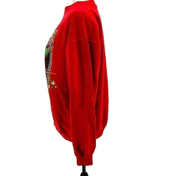 Vintage Hanes Santa Sleigh Dog Christmas Sweatshirt Womens Large - Picture 3 of 7